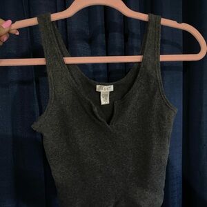 Dark gray crop top with slit